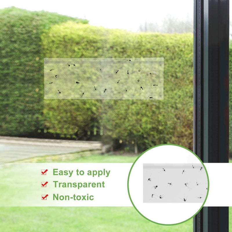 LFSYS 100 Pack Window Fly Trap, Fruit Fly Traps for Indoors, Fly Paper Sticky Strips, Fly Traps for Indoors Bug Catcher Clear - Image 4